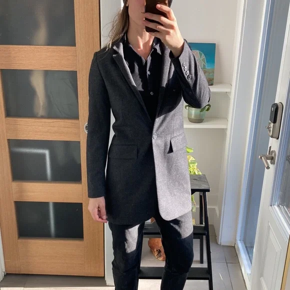 JUDITH & CHARLES grey long wool coat, size 2 - Picture 2 of 7